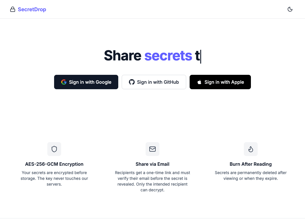 SecretDrop Home